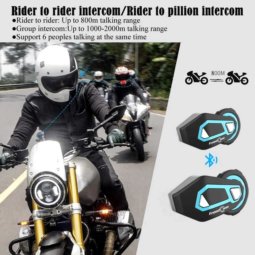 2PCS Motorcycle Bluetooth Intercom System for Helmet 6 Riders 1500M S11144