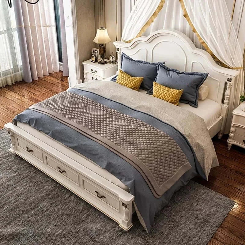 Wooden Bed with Storage and Bedside Tables L14002