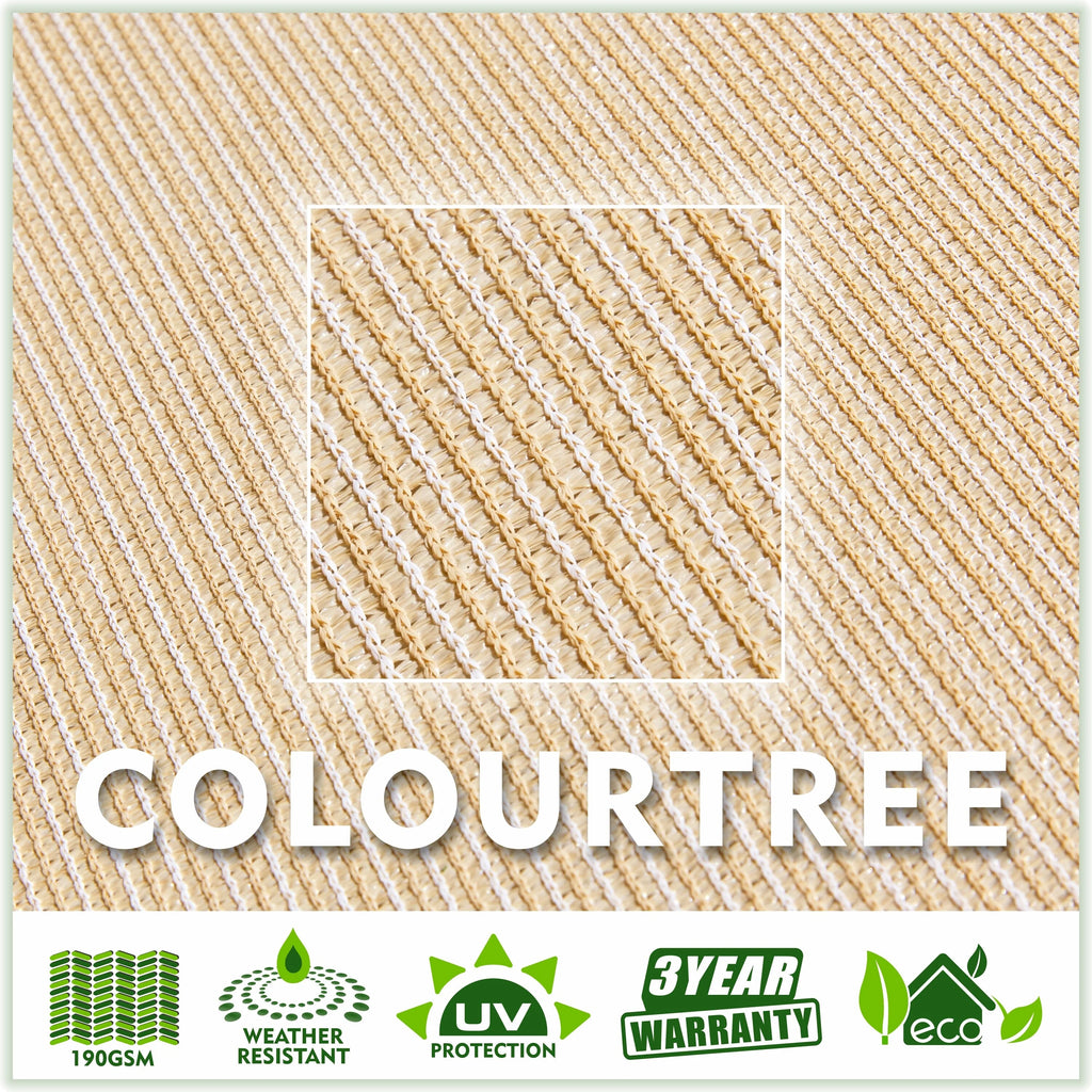 Beige 12' x 12' HDPE Mesh Sun Shade Sail Canopy B885