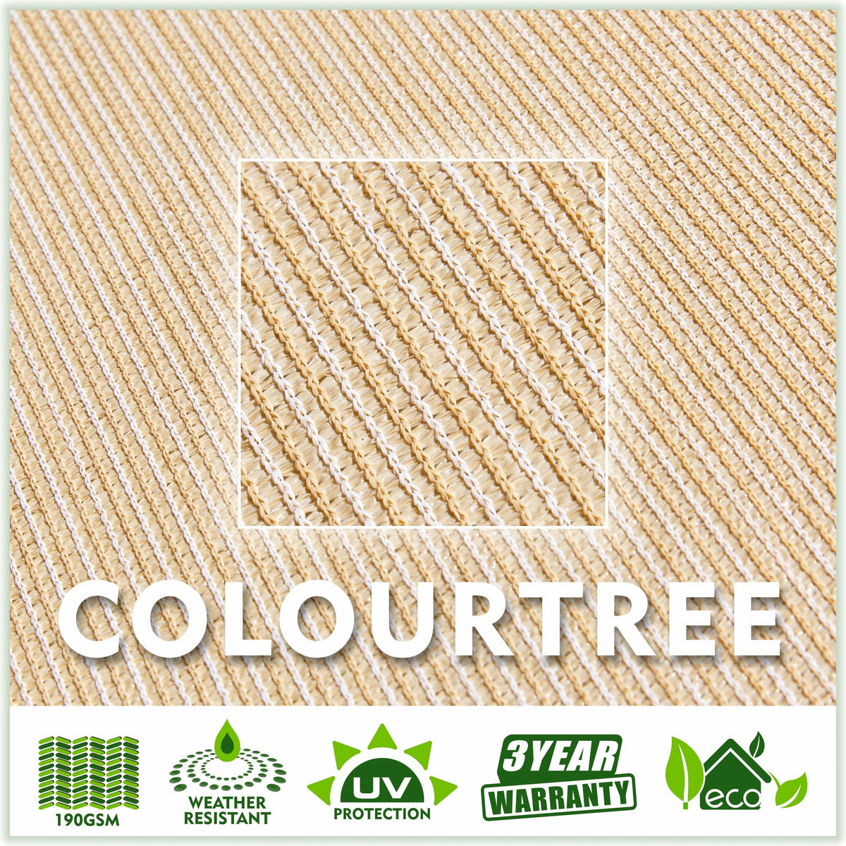 Beige 12' x 12' HDPE Mesh Sun Shade Sail Canopy B885