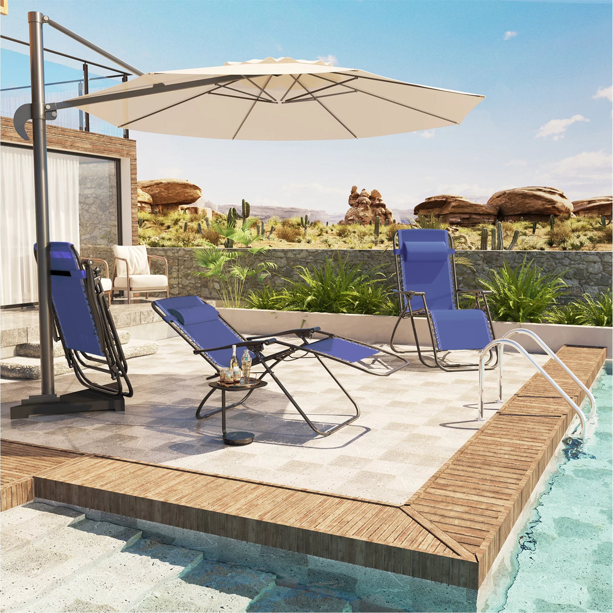 2 Pack Blue Zero-Gravity Chair E494