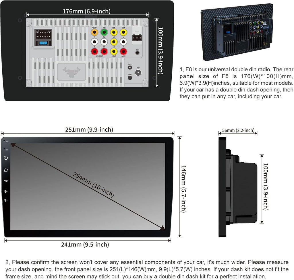 10.1 IPS Touchscreen Car Stereo with Wireless CarPlay Android Auto Bluetooth 5.0 Backup Camera C6310