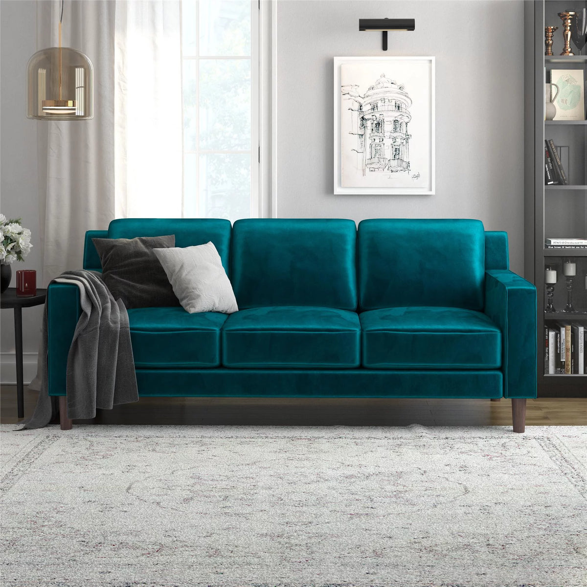 Green Velvet 3 Seater Sofa R81639
