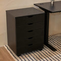 Walnut 5 Drawer File Cabinet with Casters I564