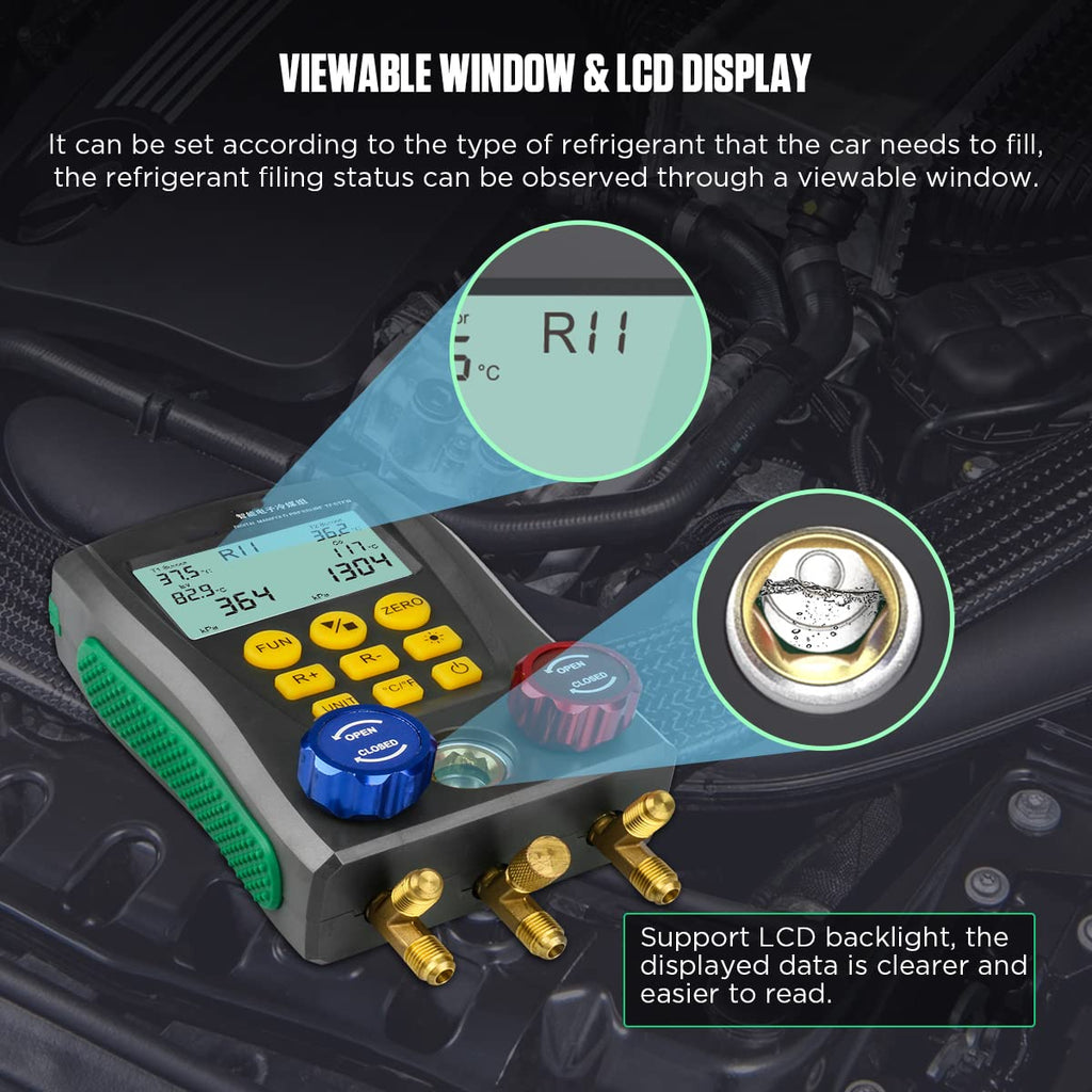 Digital Manifold Gauge Set with Quick Coupler Adapter O869