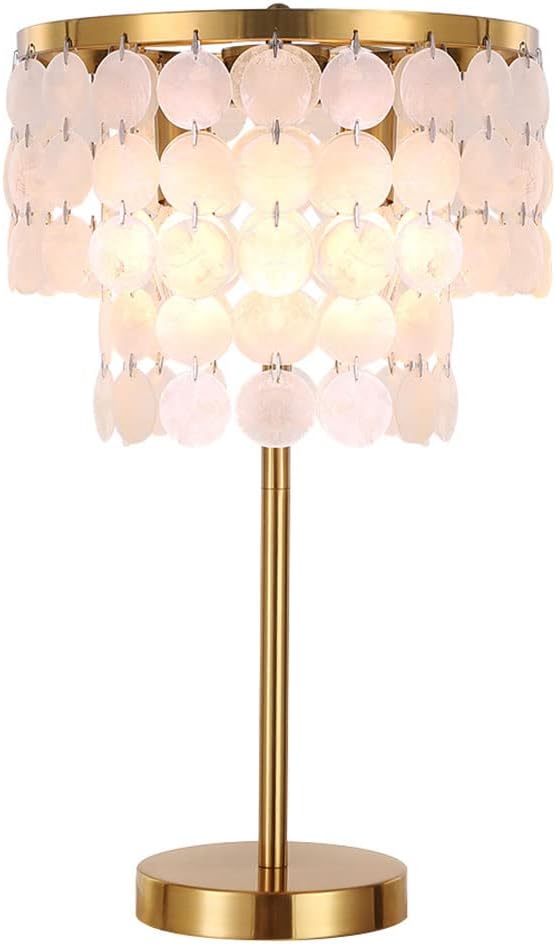 Natural Capiz Shell Table Lamp with Brass Polished Lampshade E5502