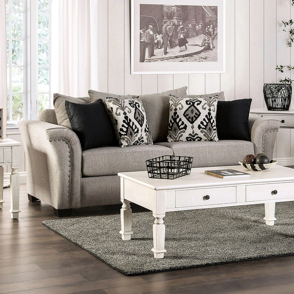 Light Taupe Fabric Upholstered Sofa R8683