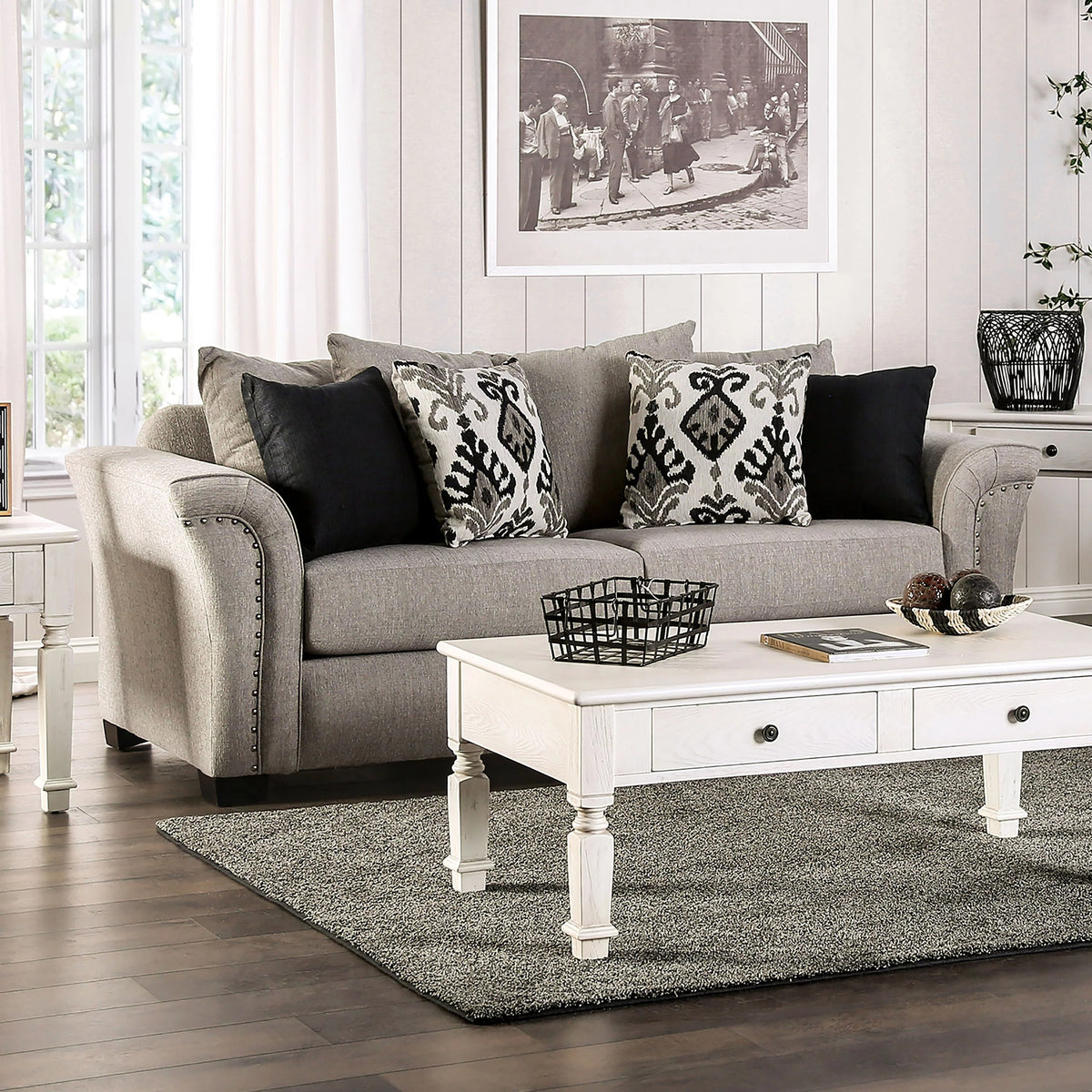 Light Taupe Fabric Upholstered Sofa R8683