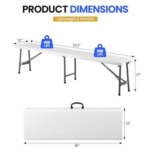 White 6ft Plastic Folding Bench H7373