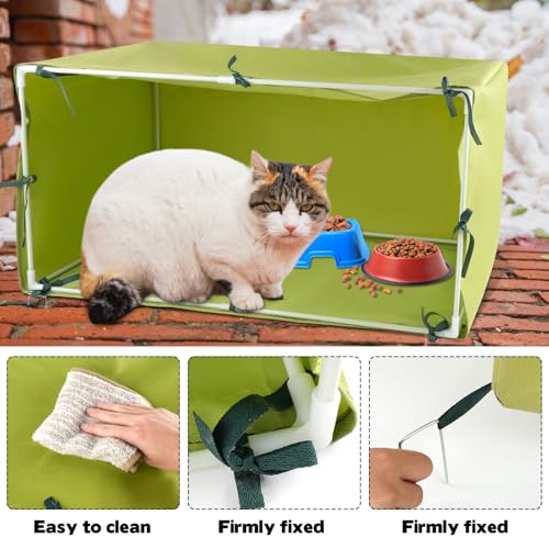 Large Size Outdoor Cat House 30"x16"x16" Cat Feeding Station Cat Outdoor Shelter W814818