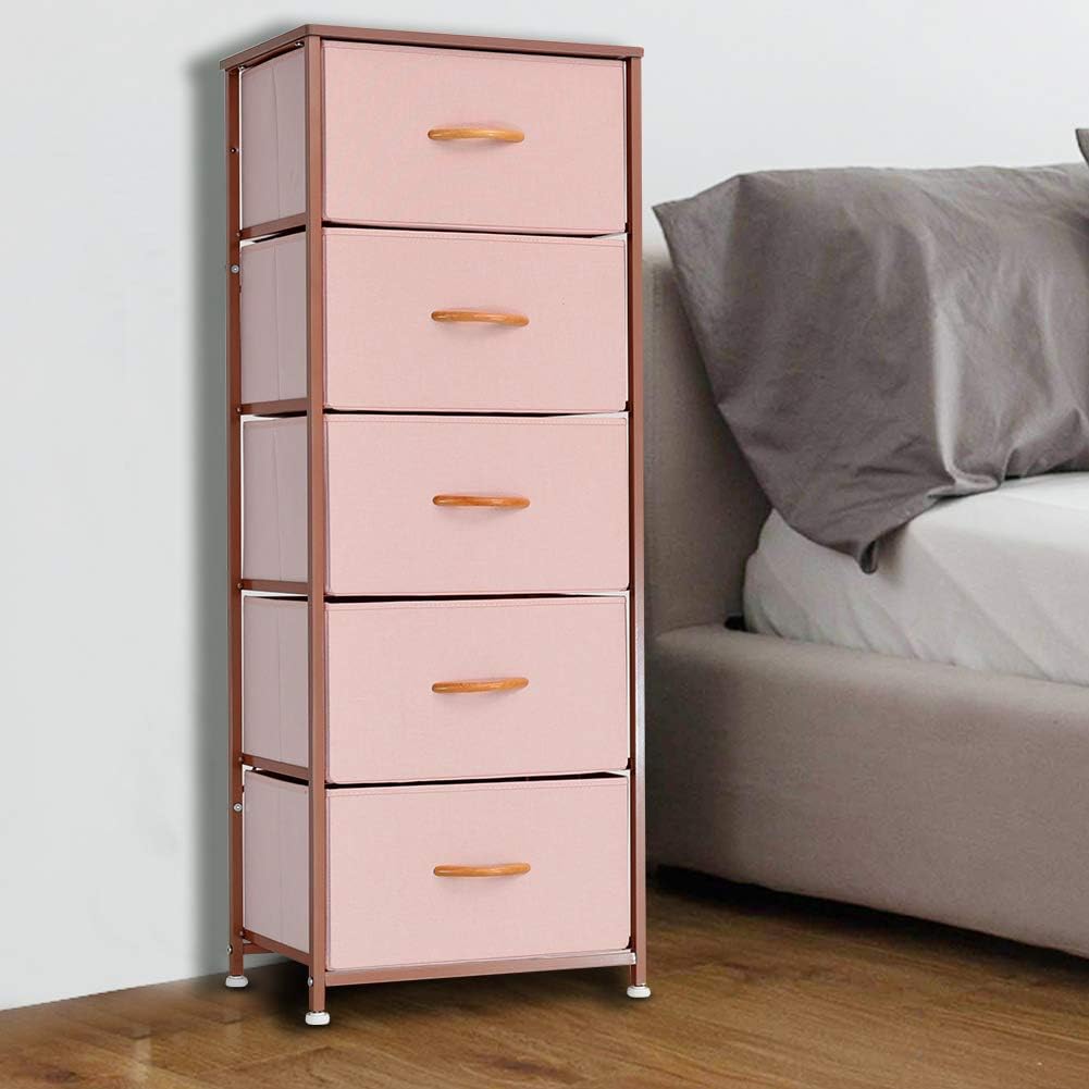 Vertical 5 Fabric Drawer Dresser Storage Tower I740