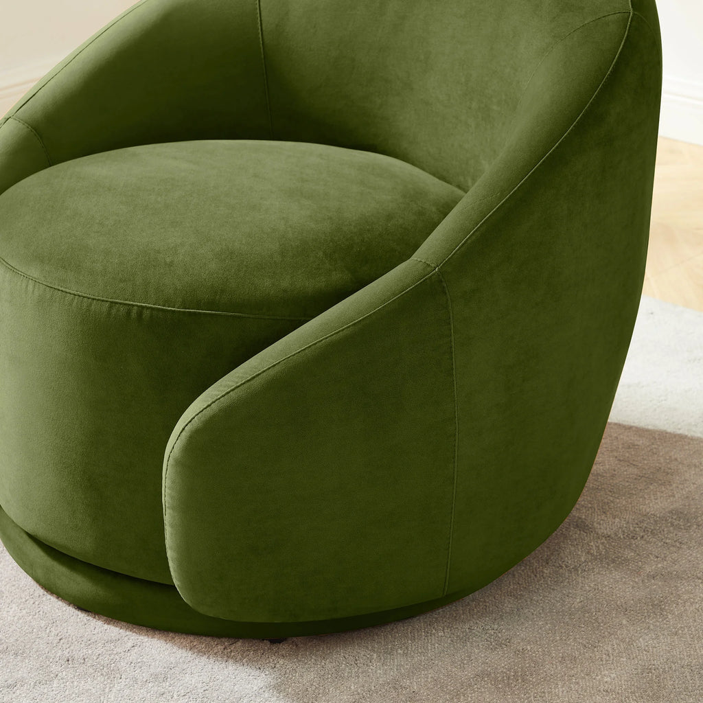 Green Velvet Swivel Barrel Chair V436