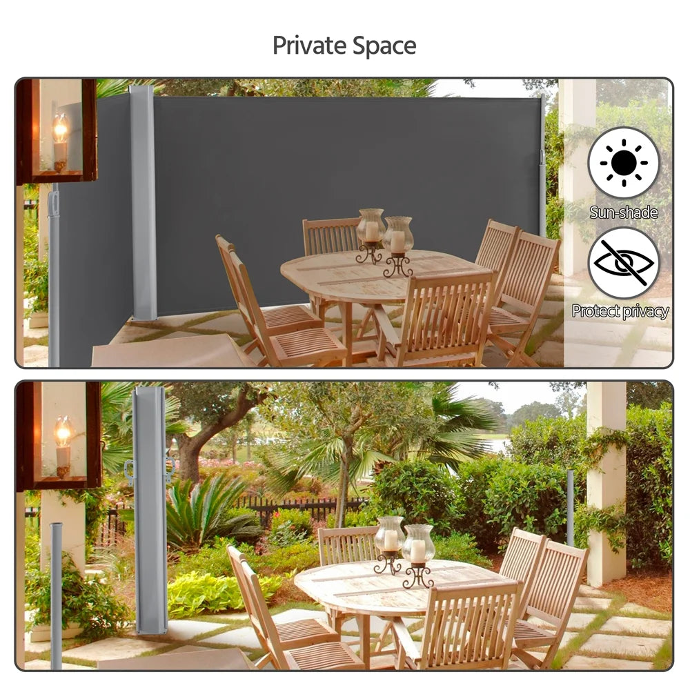Dark Gray Retractable Screen Awning for Patio Garden D30237