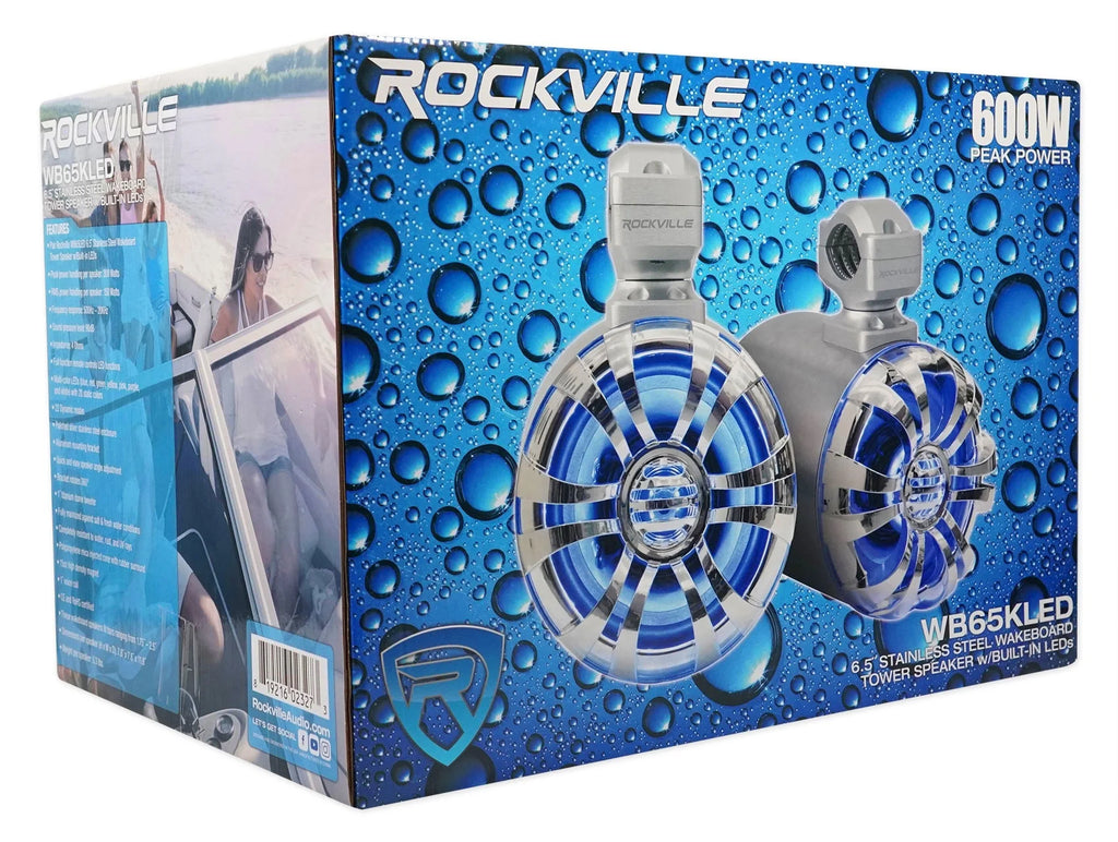 4 Zone Marine Bluetooth Stereo with 6.5" LED Wakeboard Speakers Q744