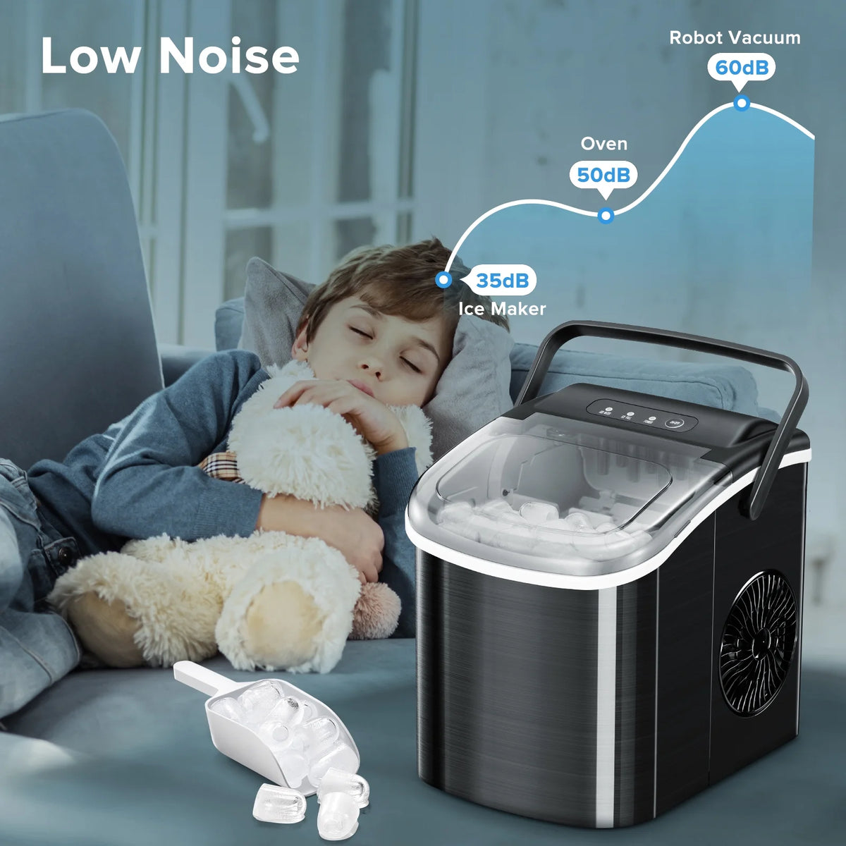 Portable Countertop Ice Maker 26lbs/24H Stainless Steel Black N457042