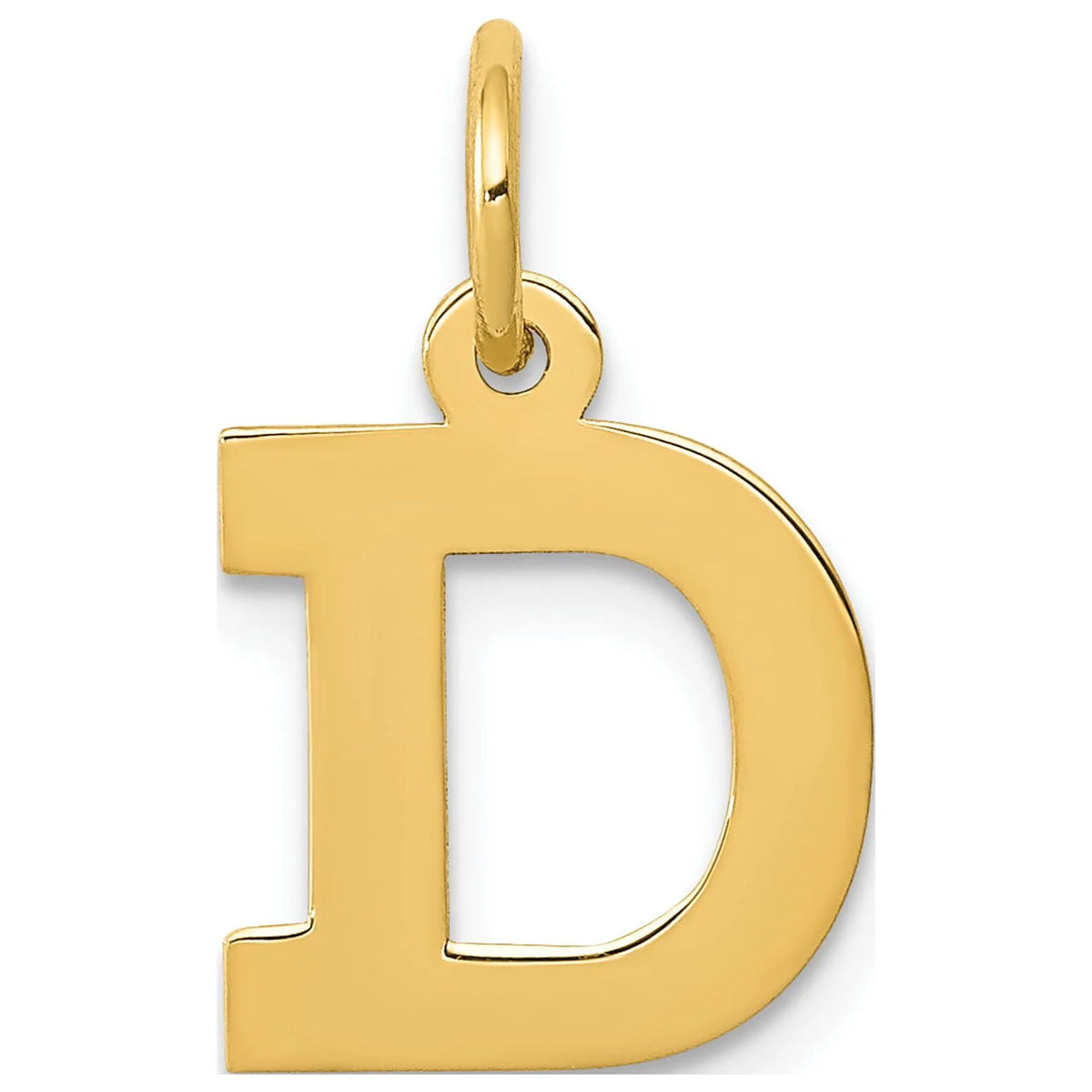 14K Yellow Gold Block Letter D Initial Pendant Charm with Rope Chain Necklace 16'' Q13161