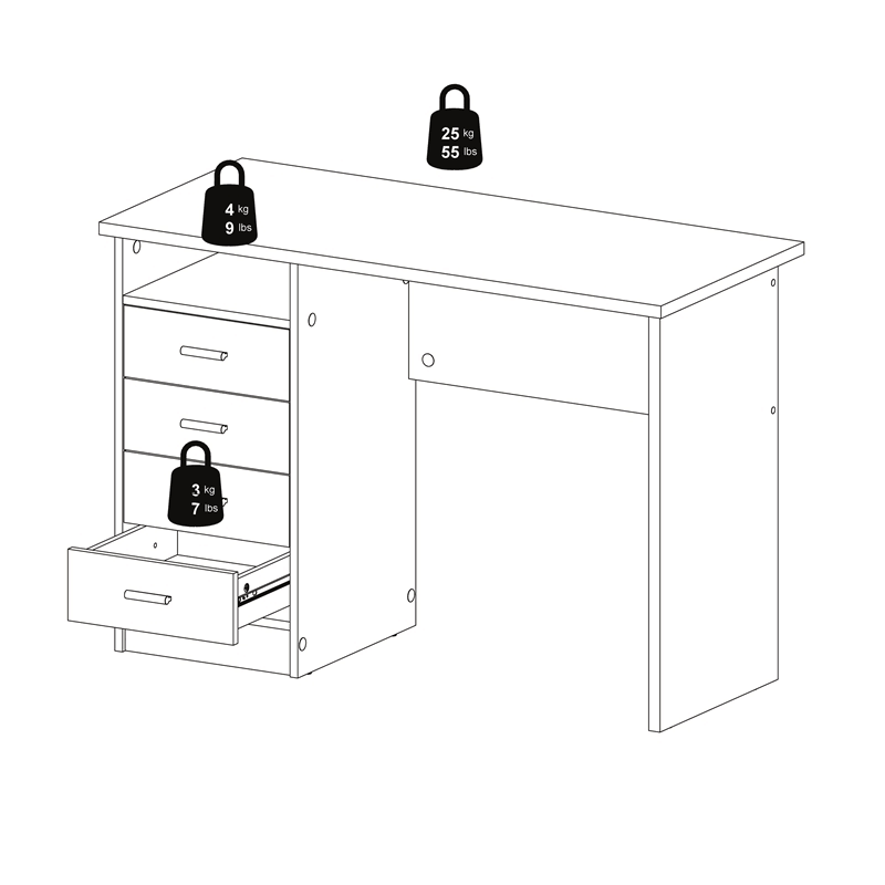 White Wooden Writing Desk Set U297749