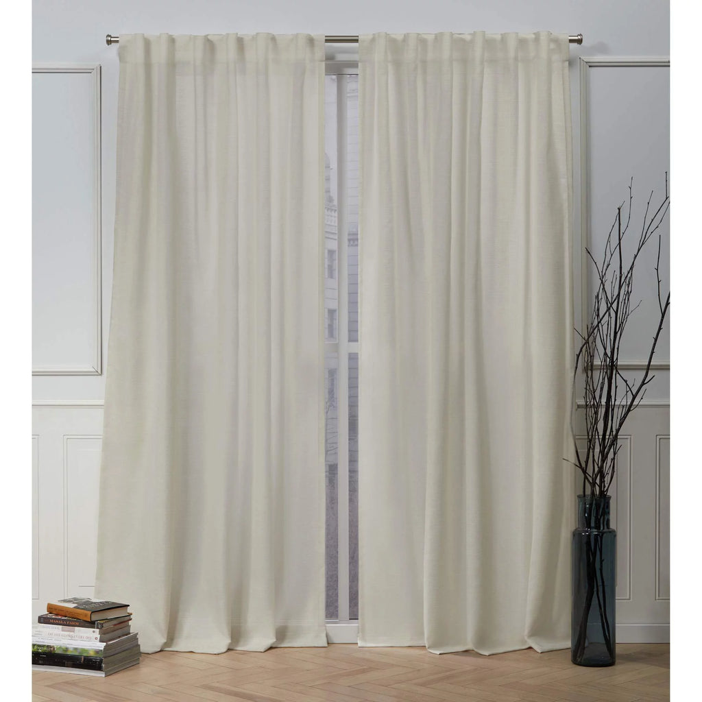 Faux Linen Slub Textured Hidden Tab Rod Pocket Light Filtering Curtain Panel Pair 54"x96" C761