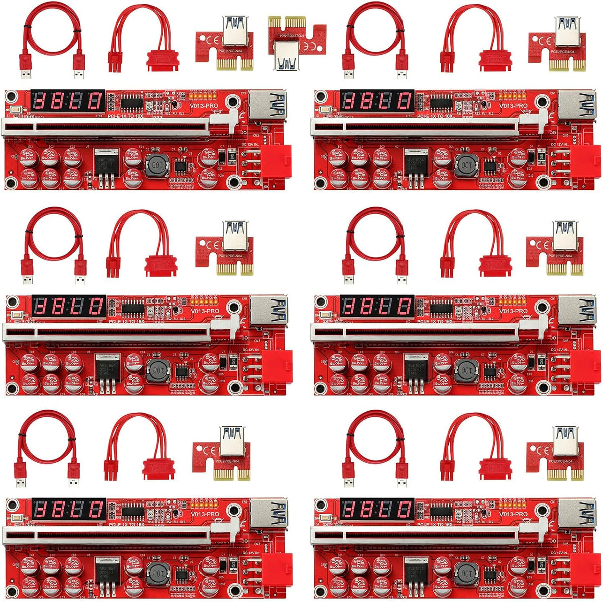 2 Pack PCIE Riser 1X to 16X Graphics Extension Adapter Card with USB 3.0 Cable Q672