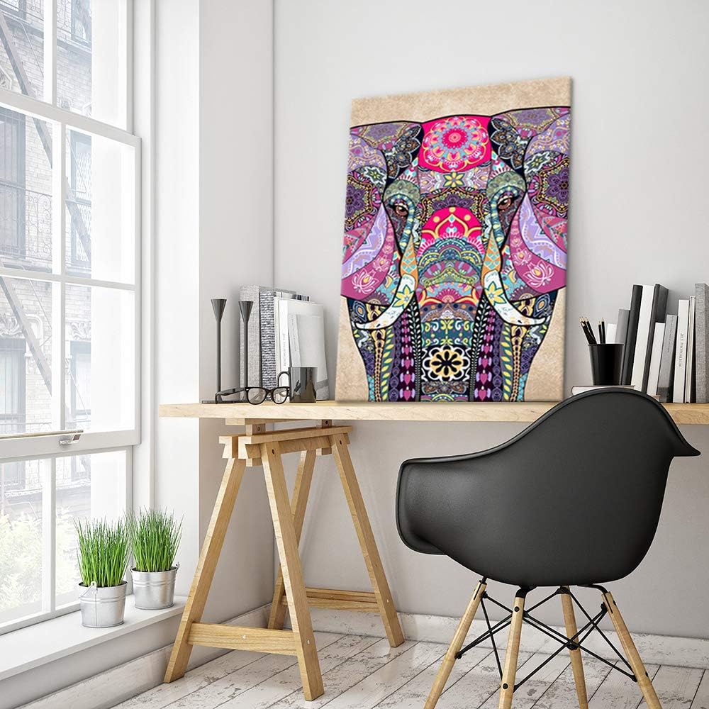 Vintage Tribal Boho Elephant Canvas Wall Art Giclee Print 24x36inch Z70712