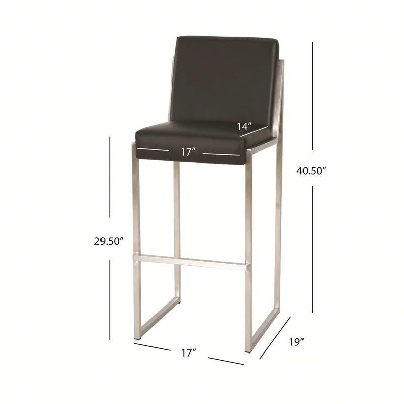 Black Leather Barstool Set of 2 X9569
