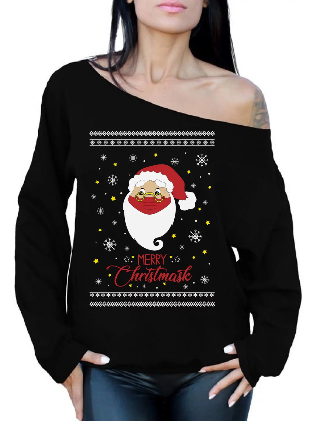 Off Shoulder Christmas Sweater Y651