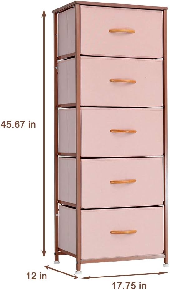 Vertical 5 Fabric Drawer Dresser Storage Tower I740