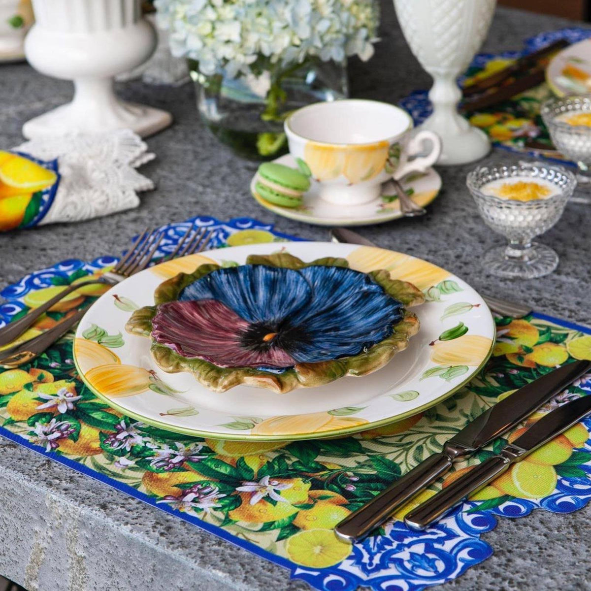 Blue & Yellow Round Polyester Placemat (Set of 2) R759