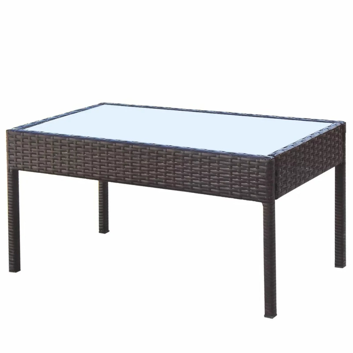 4 Piece Cream White Cushioned Poly Rattan Patio Lounge Set O977698