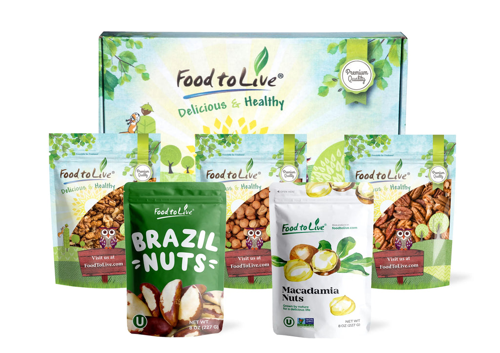 Variety Pack of Pecans, Brazil Nuts, Macadamia Nuts, Walnuts and Hazelnuts M5182
