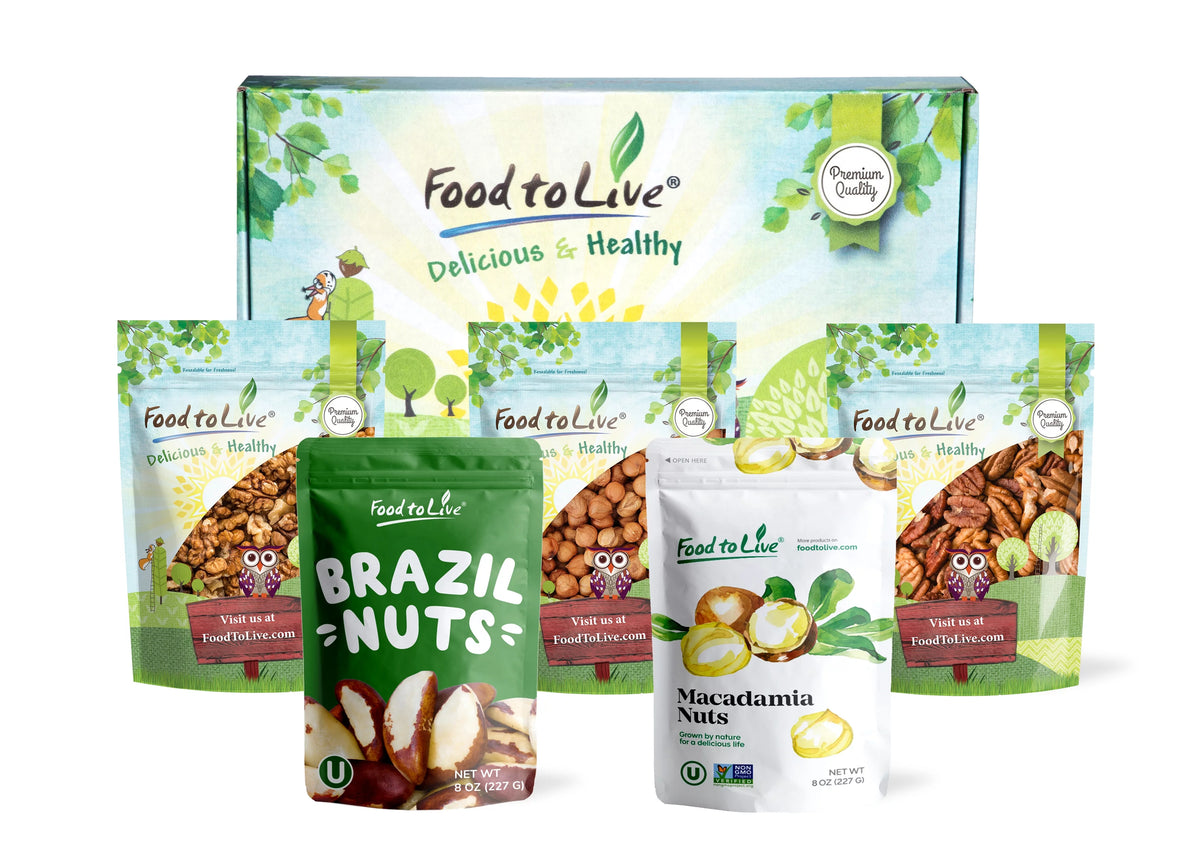 Variety Pack of Pecans, Brazil Nuts, Macadamia Nuts, Walnuts and Hazelnuts M5182