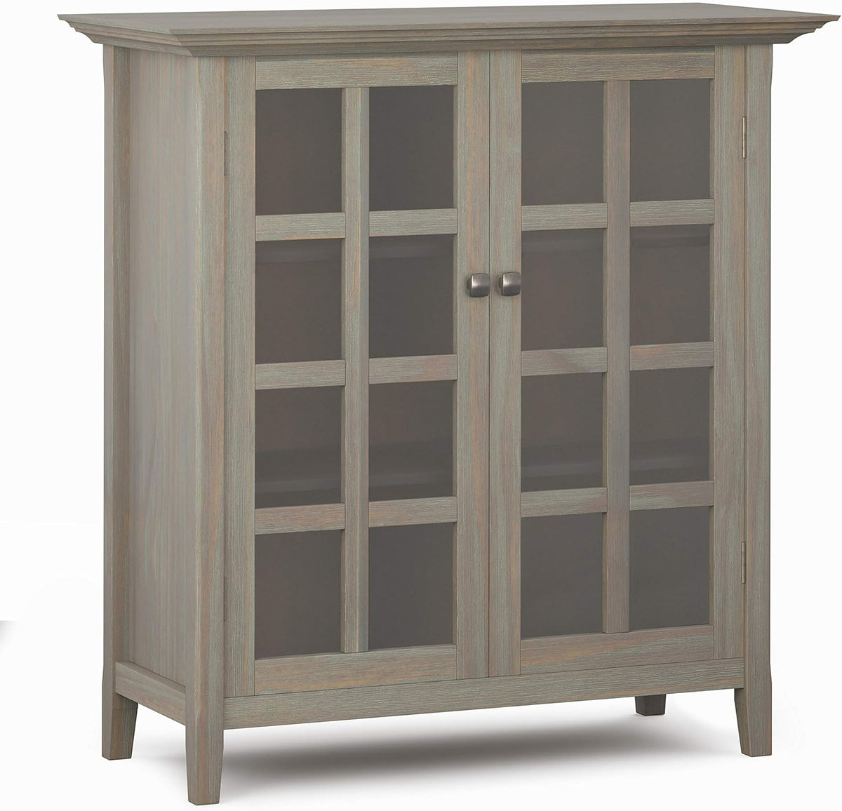 Solid Wood 39 inch Wide Storage Cabinet in Black with 2 Tempered Glass Doors and 4 Adjustable Shelves D615