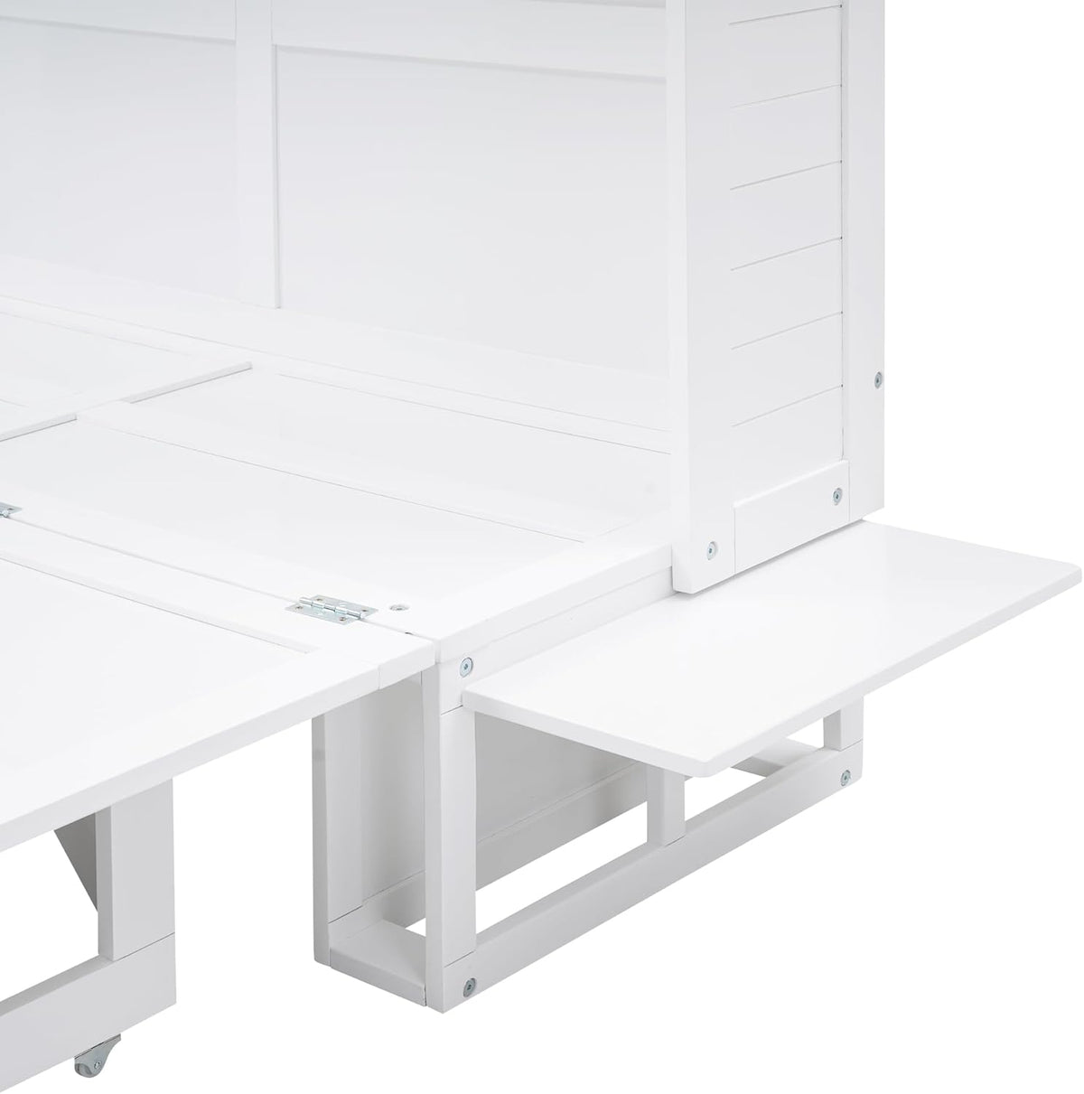 White Queen Murphy Bed Cabinet with Bookcase and Drawer P61752