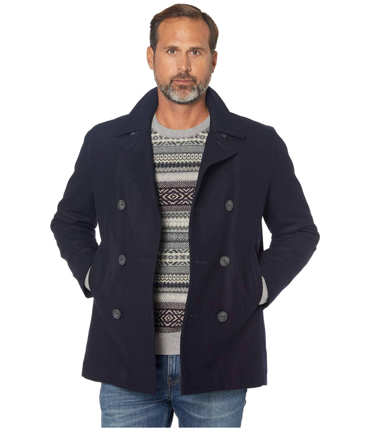 Men's Classic Double Breasted Peacoat E956138