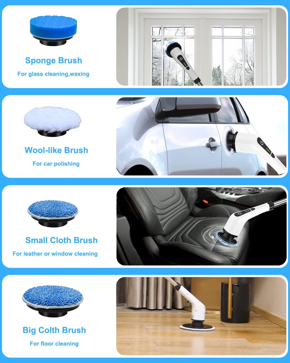 Cordless Electric Spin Scrubber with 8 Replaceable Brush Heads T1887