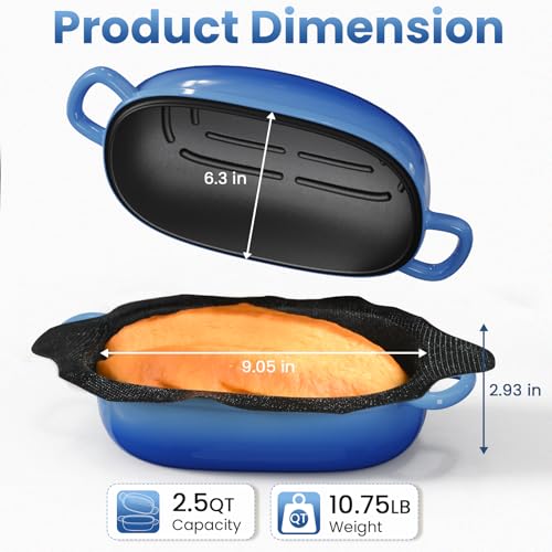 Blue Oval Cast Iron 2.5QT Dutch Oven with Lid U195050
