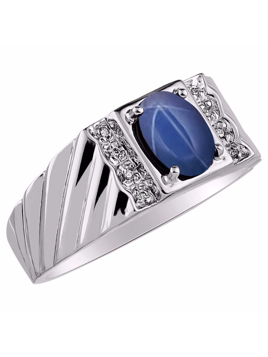 14K White Gold Oval Gemstone & Genuine Sparkling Diamond Ring X210