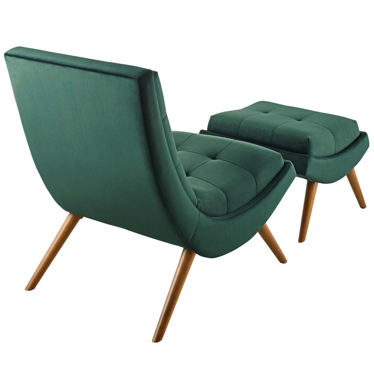 Green Velvet Lounge Chair and Ottoman Set S530652