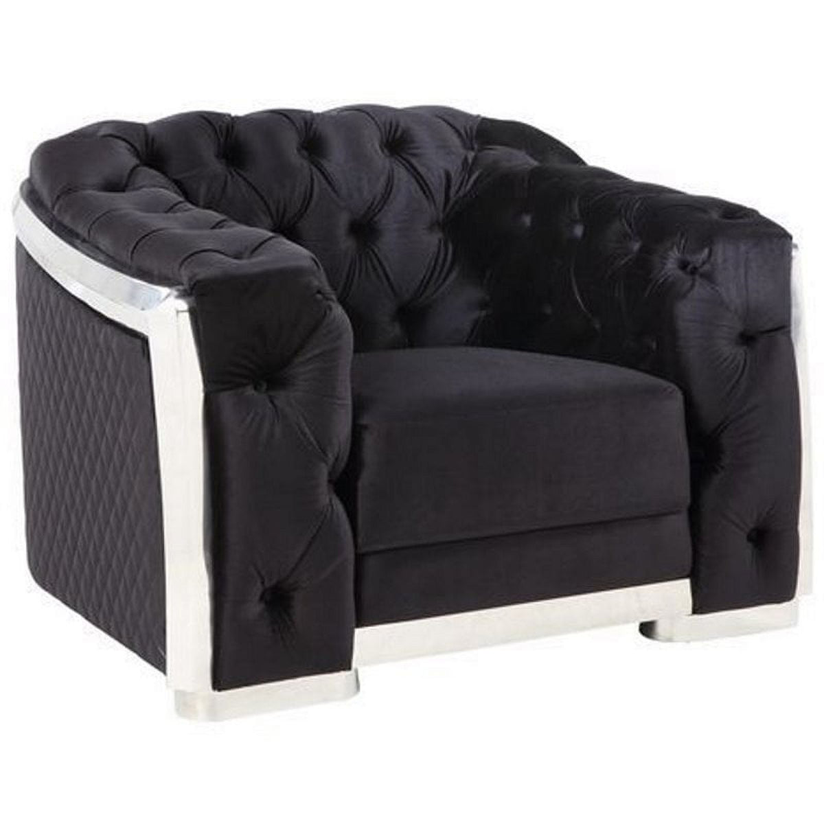 Black Velvet Chair with Chrome Finish B4287