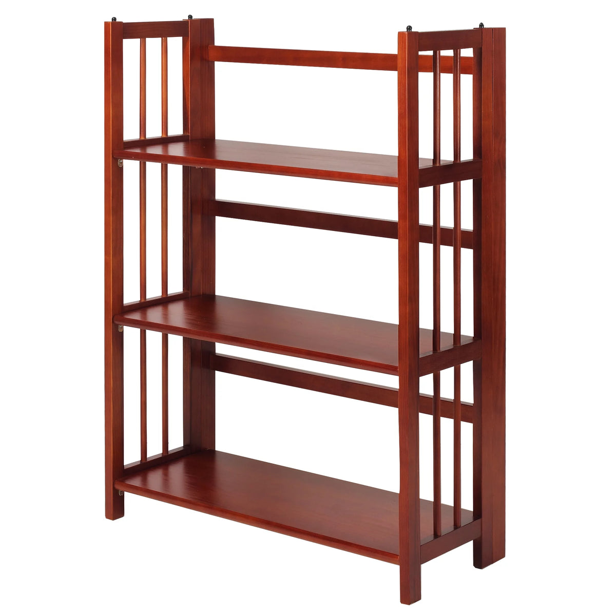 3-Shelf Folding Stackable Bookcase, Mahogany F405