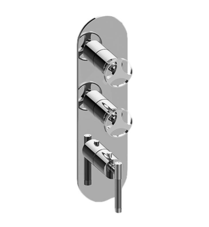 Round 3-Hole Trim Plate with Handles in Polished Chrome A31666