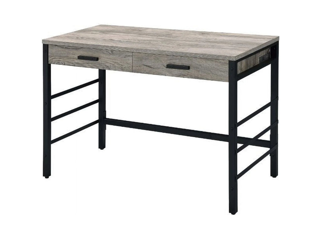 Light Weathered Oak Black Writing Desk S6031