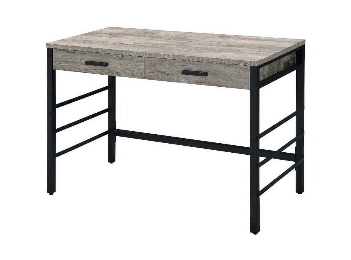 Light Weathered Oak Black Writing Desk S6031