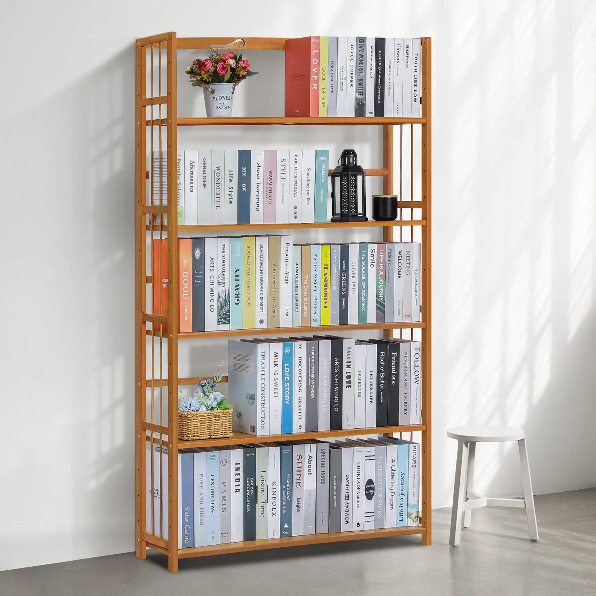 Bamboo 5 Shelves Adjustable Bookcase N340
