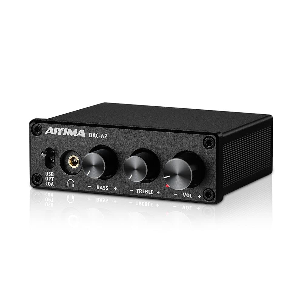 DAC-A2 Headphone Amplifier DAC with Bass Treble Controls Digital to Analog Audio Converter 5V 24Bit 192kHz T9638