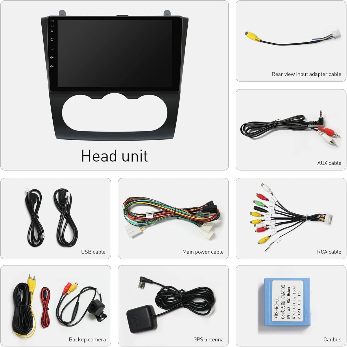 Car Radio Navigation Stereo with Carplay Android Auto Bluetooth FM AM RDS AHD Rear View Camera F508234