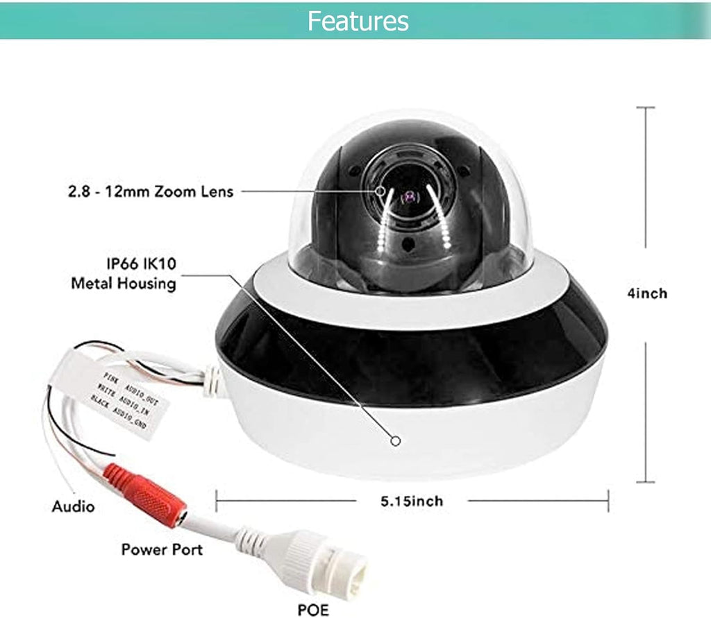 4MP PoE PTZ Camera with 4X Optical Zoom W956