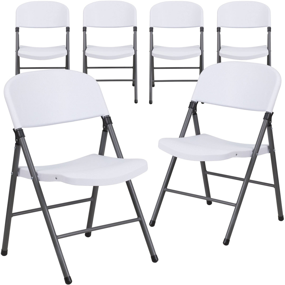 6 Pk 330 lb. Capacity Plastic Folding Chair Z890156