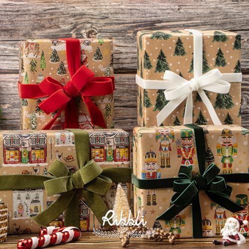 4 Rolls 30 x 120 inch Brown Kraft Christmas Wrapping Paper F943646