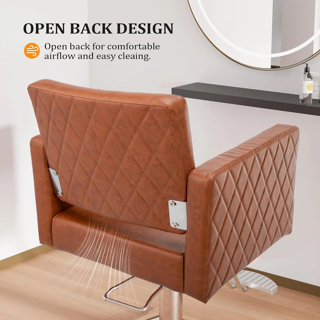 Brown Hydraulic Barber Chair with Aluminium Alloy Footrest Q2550